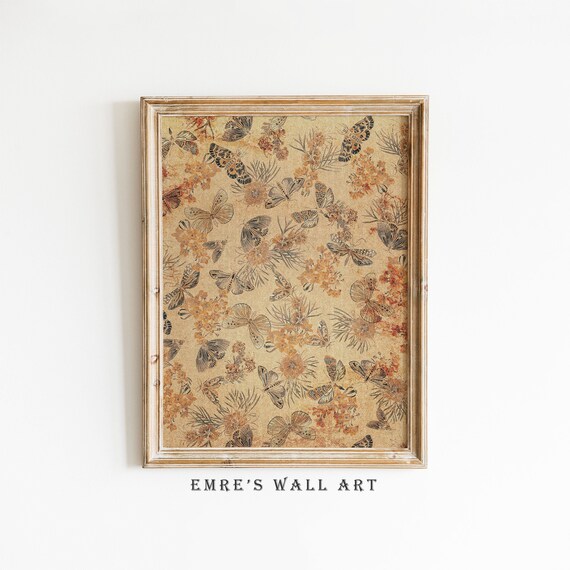 Antique Tapestry Print, Vintage Rustic Textile Art