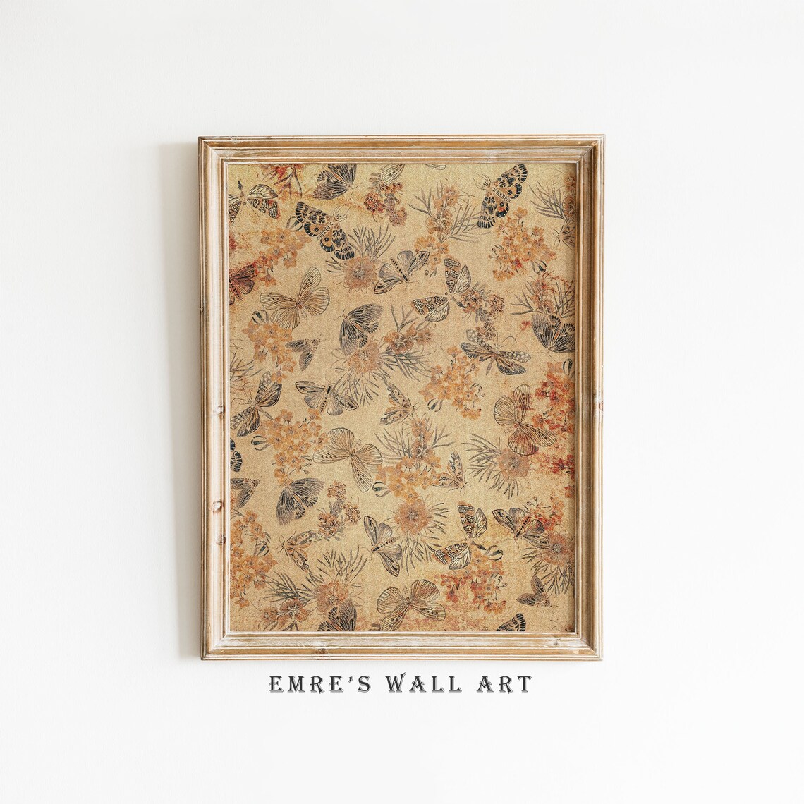 Antique Tapestry Print, Vintage Rustic Textile Art