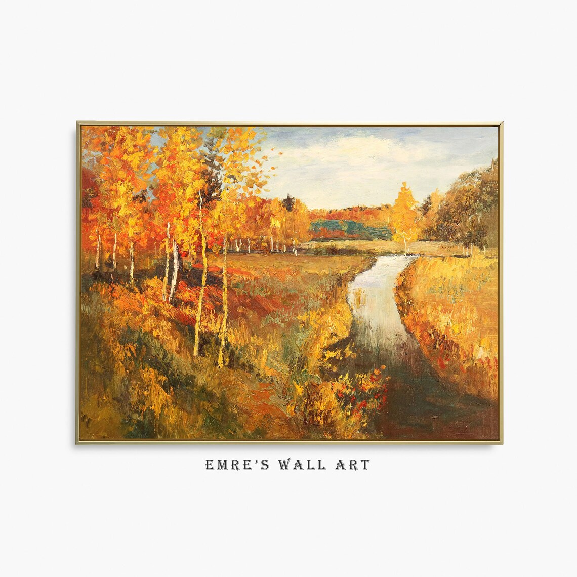 Vintage Autumn Landscape Art Print, Rustic Country Decor
