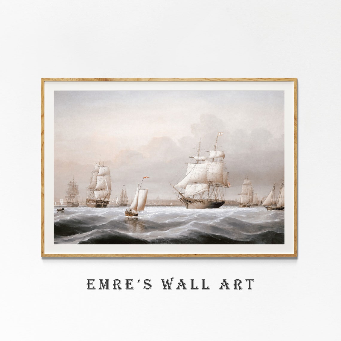 Vintage Sailboat Oil Painting Decor Antique Lake House Art Print Seascape Wall Art Coastal Vintage Art - Image 4