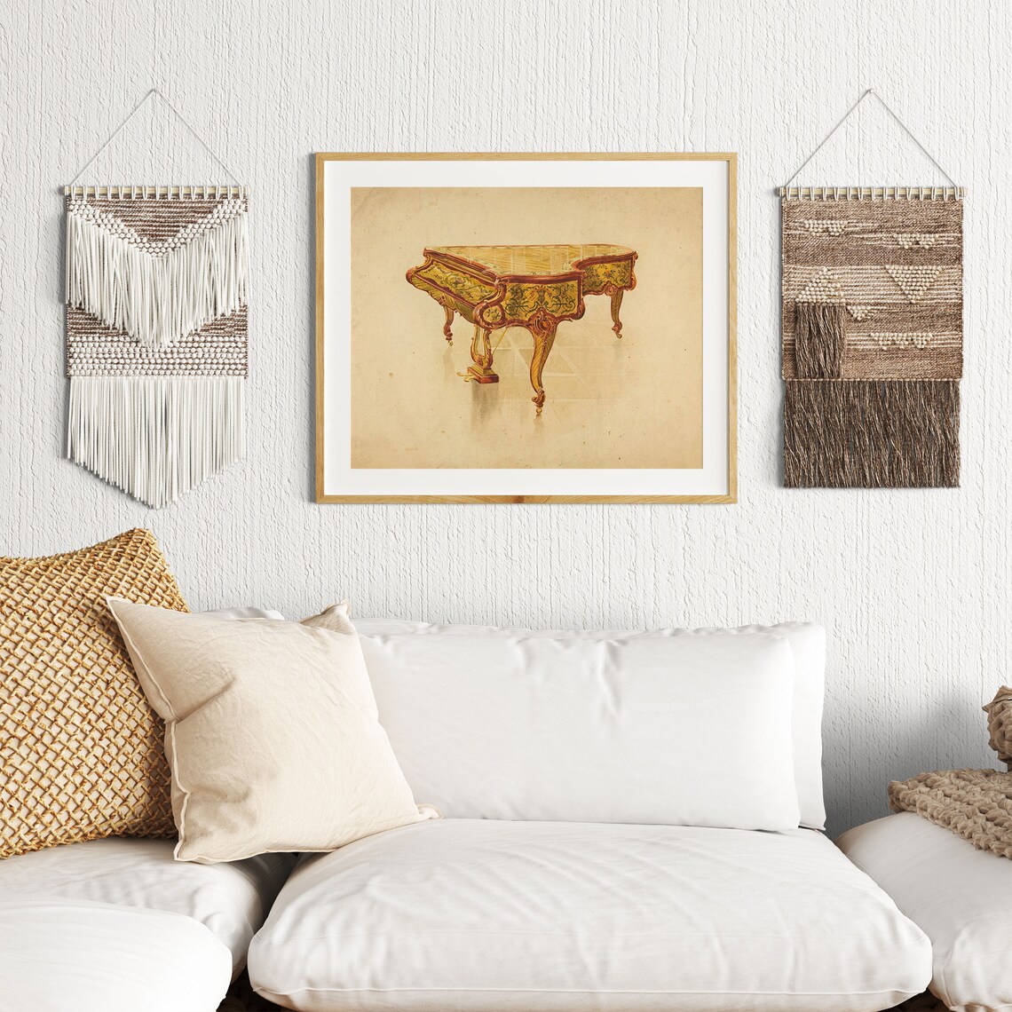 Ornate Antique Grand Piano Vintage Music Room Illustration Poster - Image 2