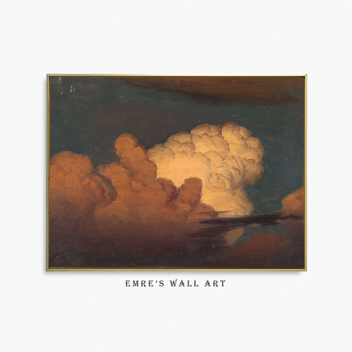 Vintage Cloud Study, Moody Landscape Art Print