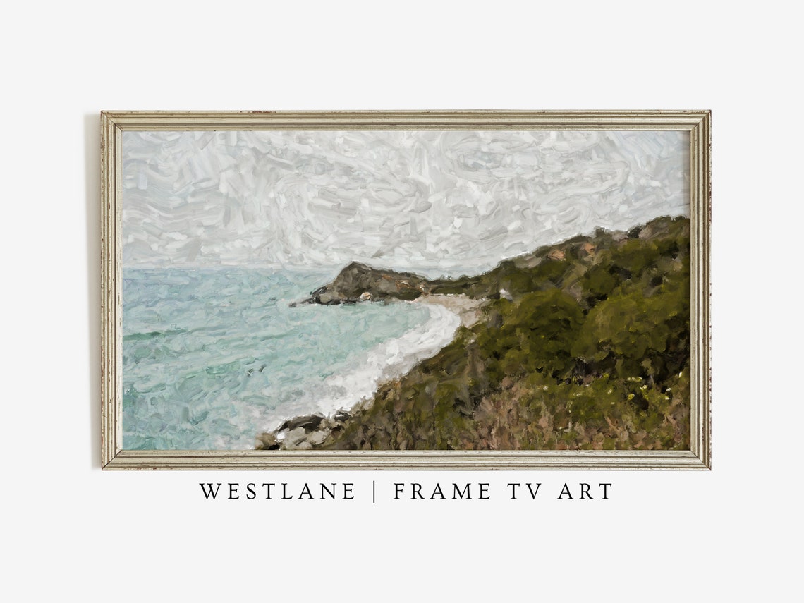 Turquoise Ocean Cliff Coastline Impressionist Seaside View Poster - Image 3