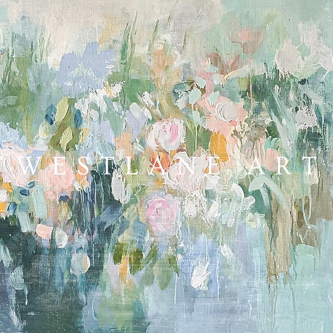 Pastel Spring Flower Garden Painting Soft Bloom Floral Bed Art Print - Image 2
