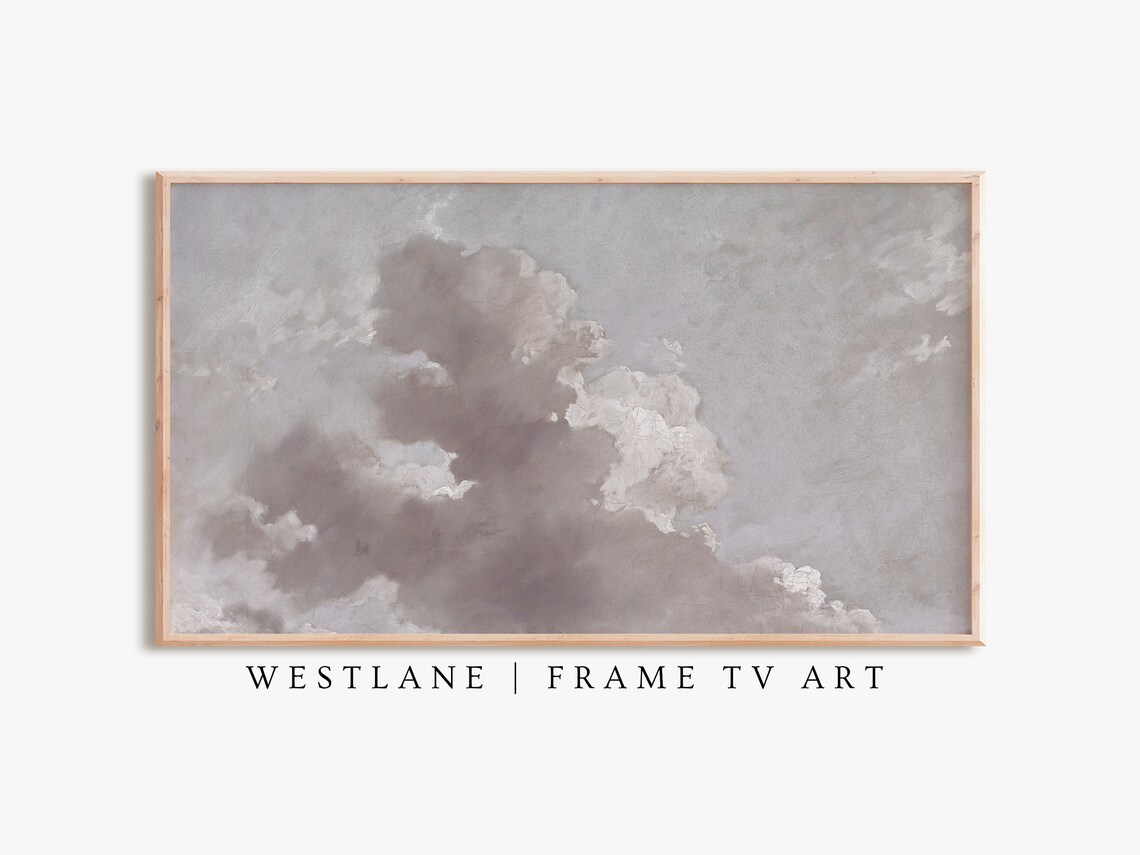 Neutral Farmhouse Landscapes, Clouds Paintings - Image 2