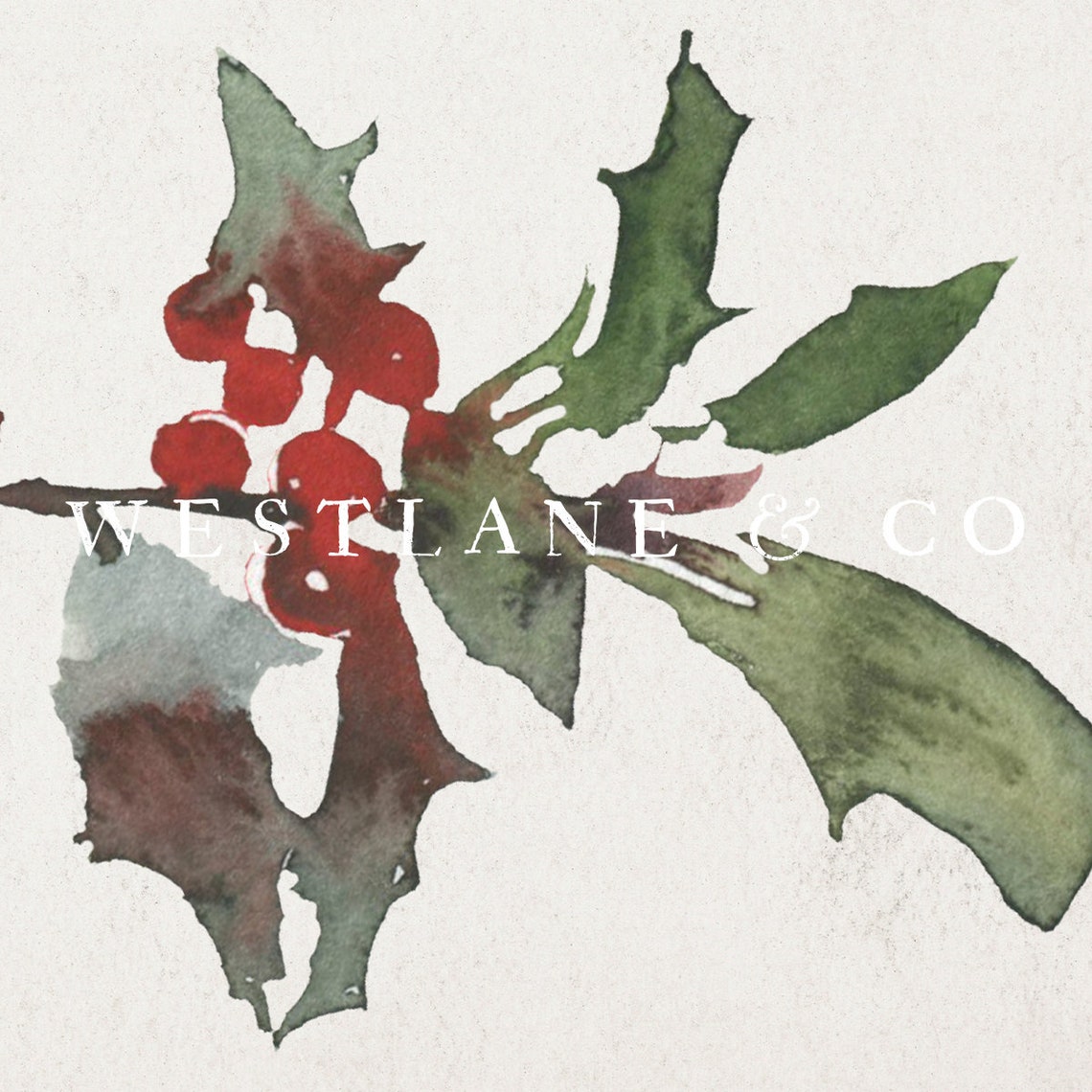 Watercolor Holly Branch With Red Berries Minimal Christmas Wall Art - Image 2