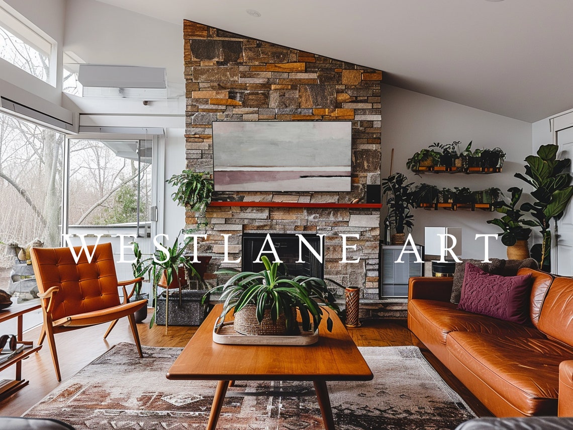 Pastel Abstract Seascape Painting Pink Grey Coastal Art Poster - Image 4