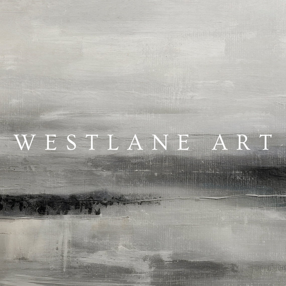 Grey Abstract Moody Seascape Monochrome Modern Painting Wall Art - Image 2