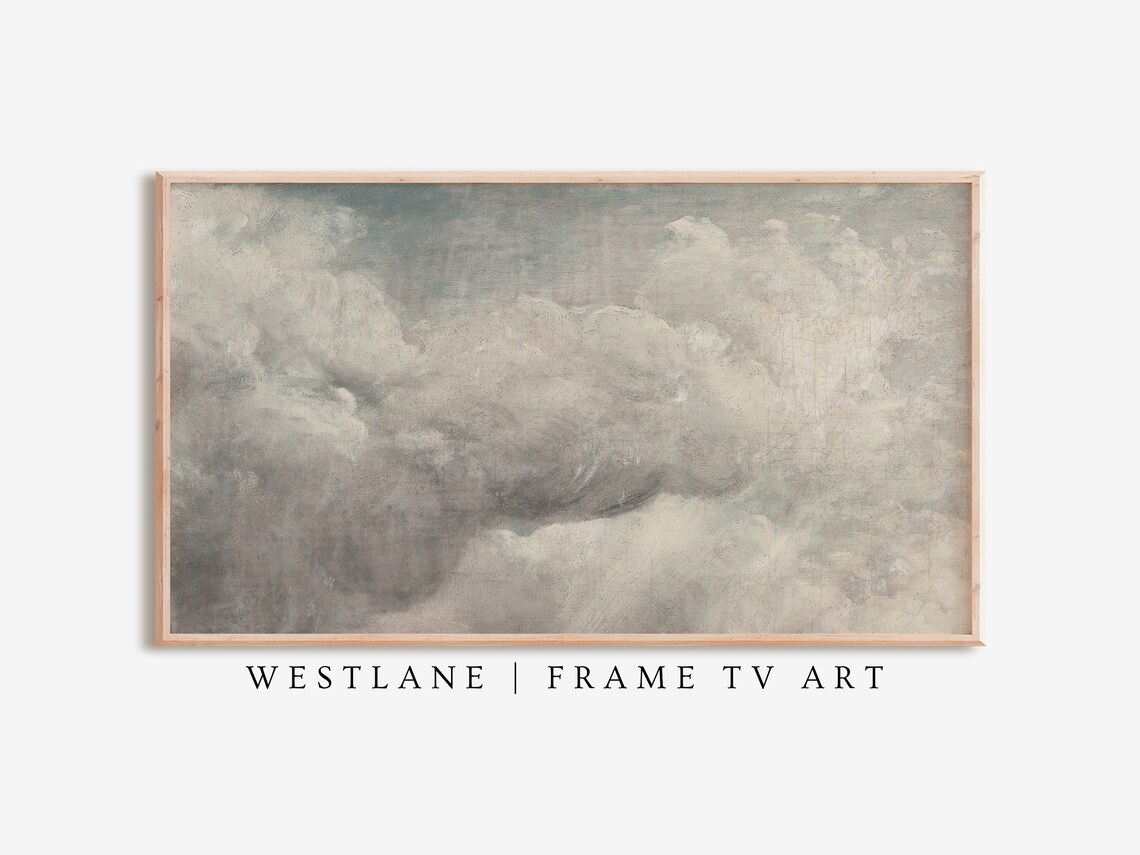 Frame Tv Vintage Moody Clouds Painting Farmhouse Decor Tv Art