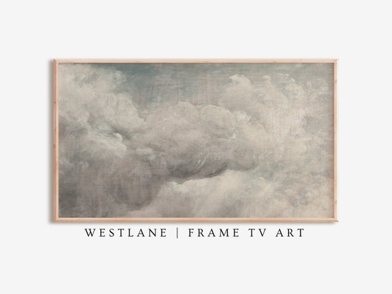 Frame Tv Vintage Moody Clouds Painting Farmhouse Decor Tv Art