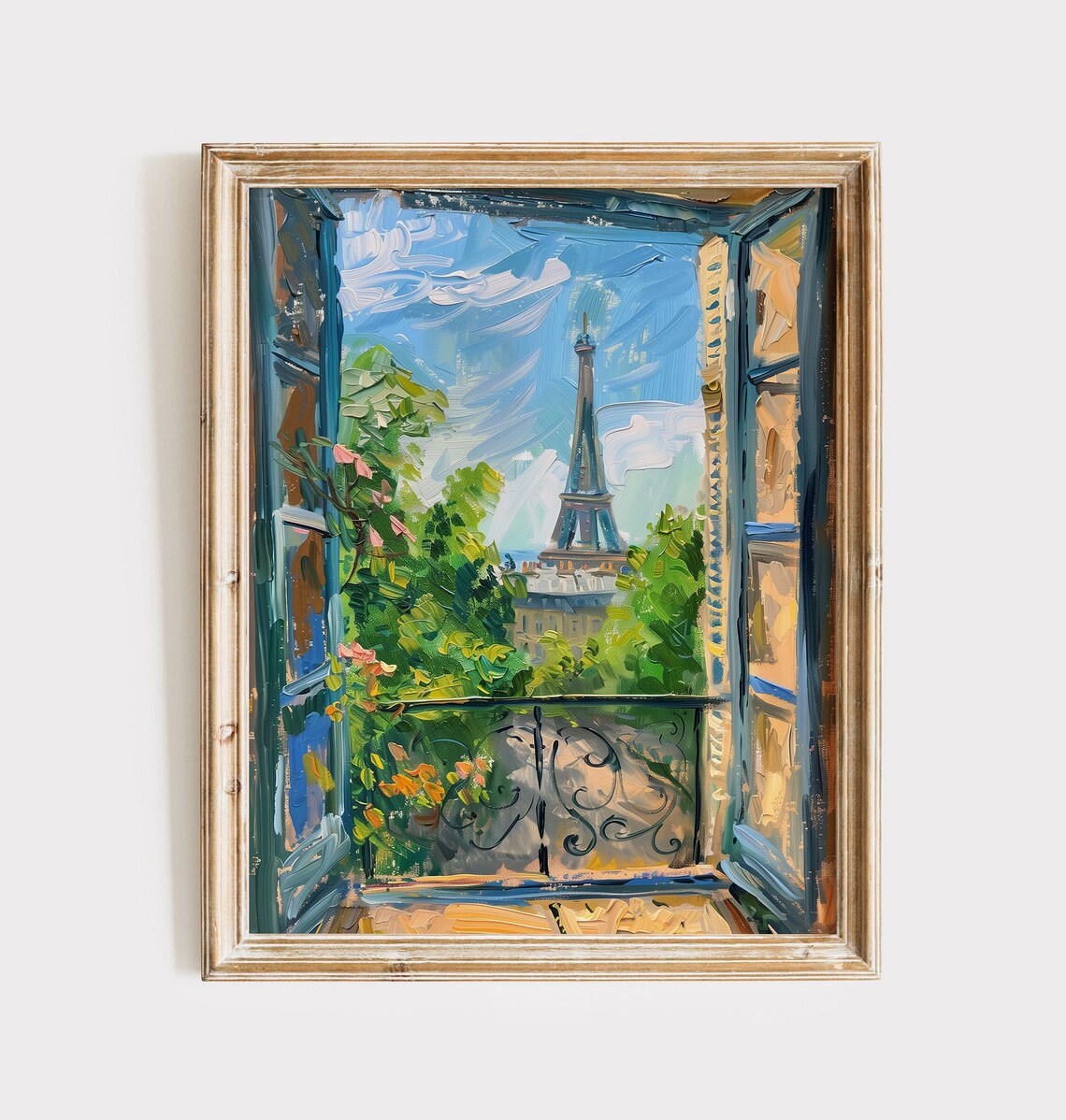 Matisse-Inspired Open Window, Eiffel Tower Art Print