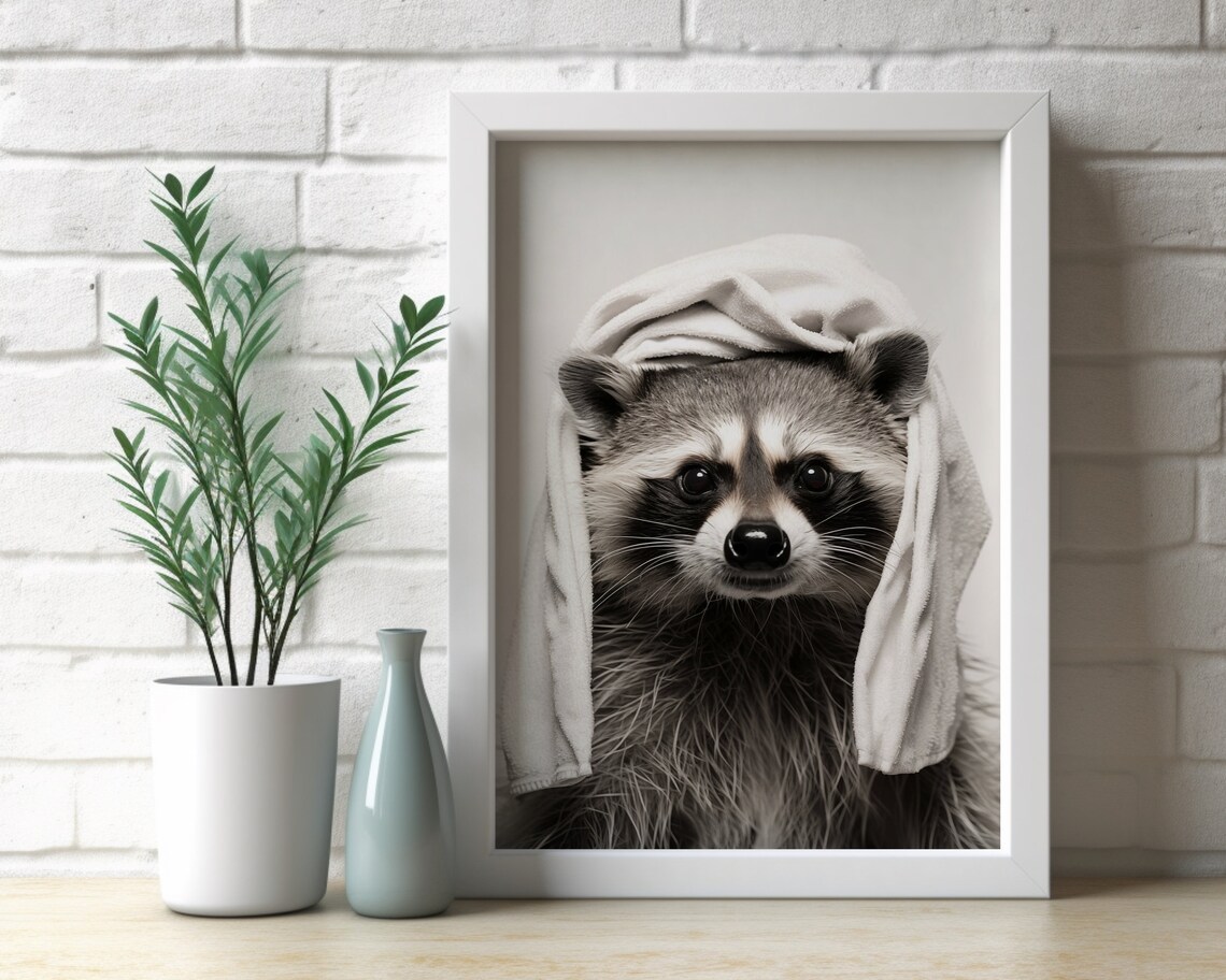Raccoon Bathroom Humor Art Print - Image 3