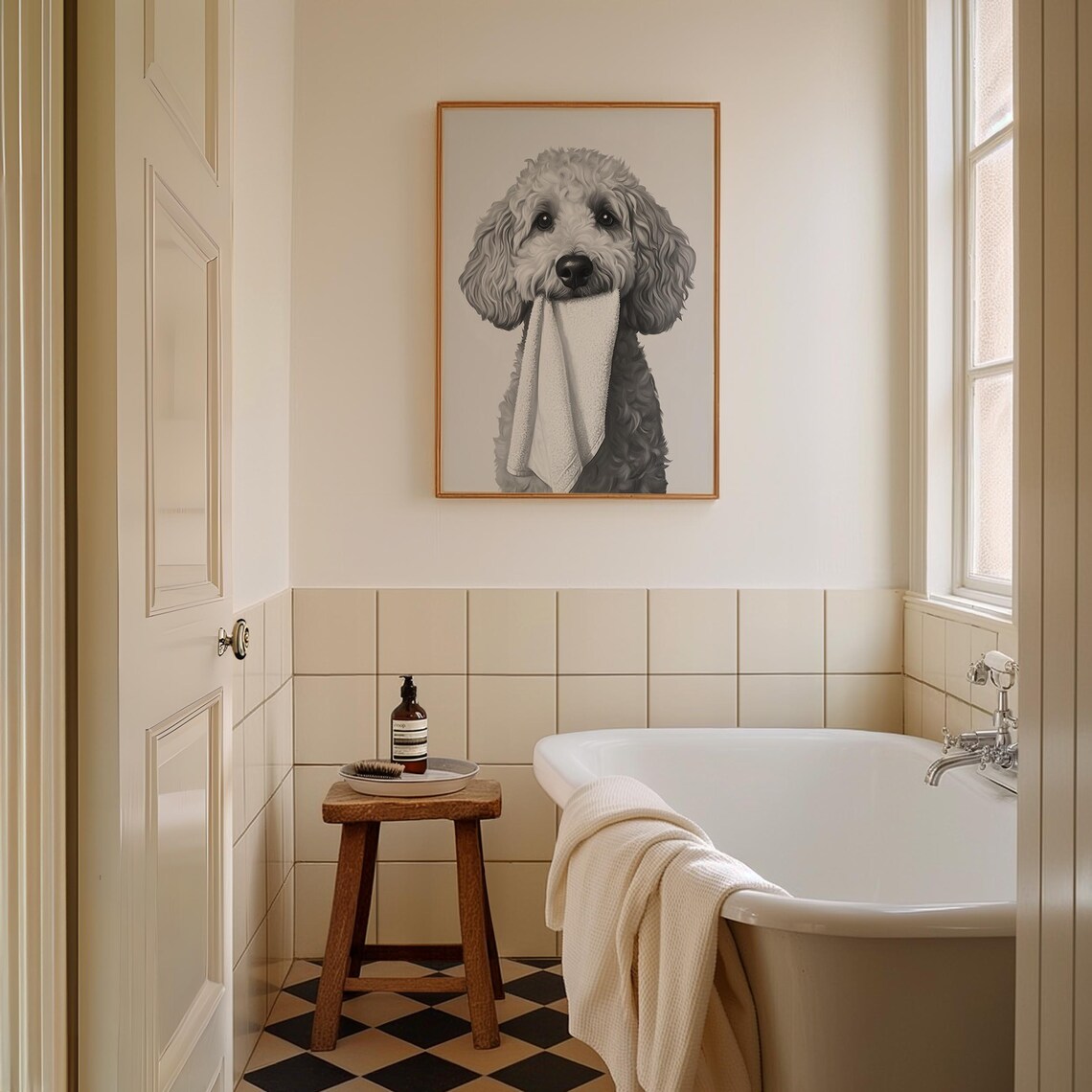 Goldendoodle Bathroom Wall Art, Black and White Dog Print - Image 2