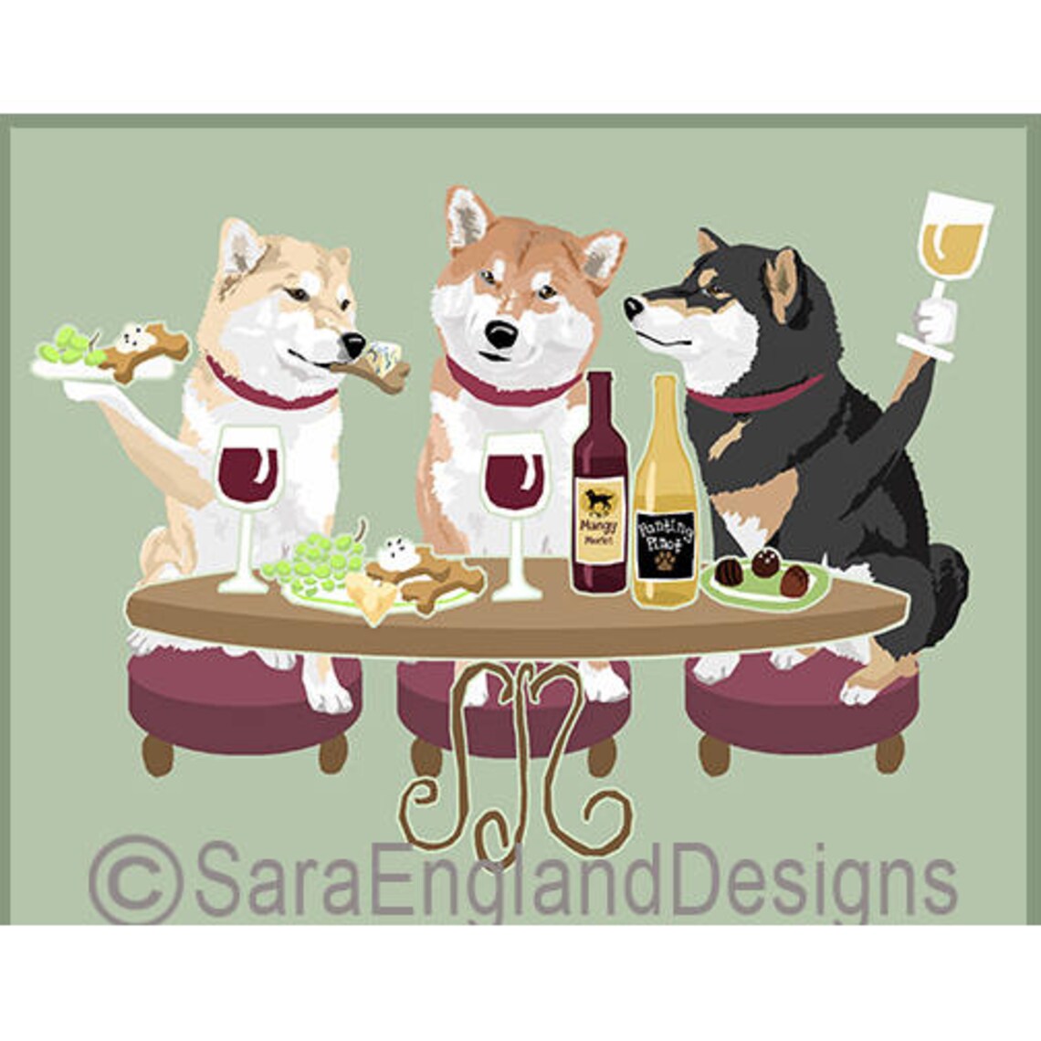 Shiba Inu, Wineing Dog Art Print