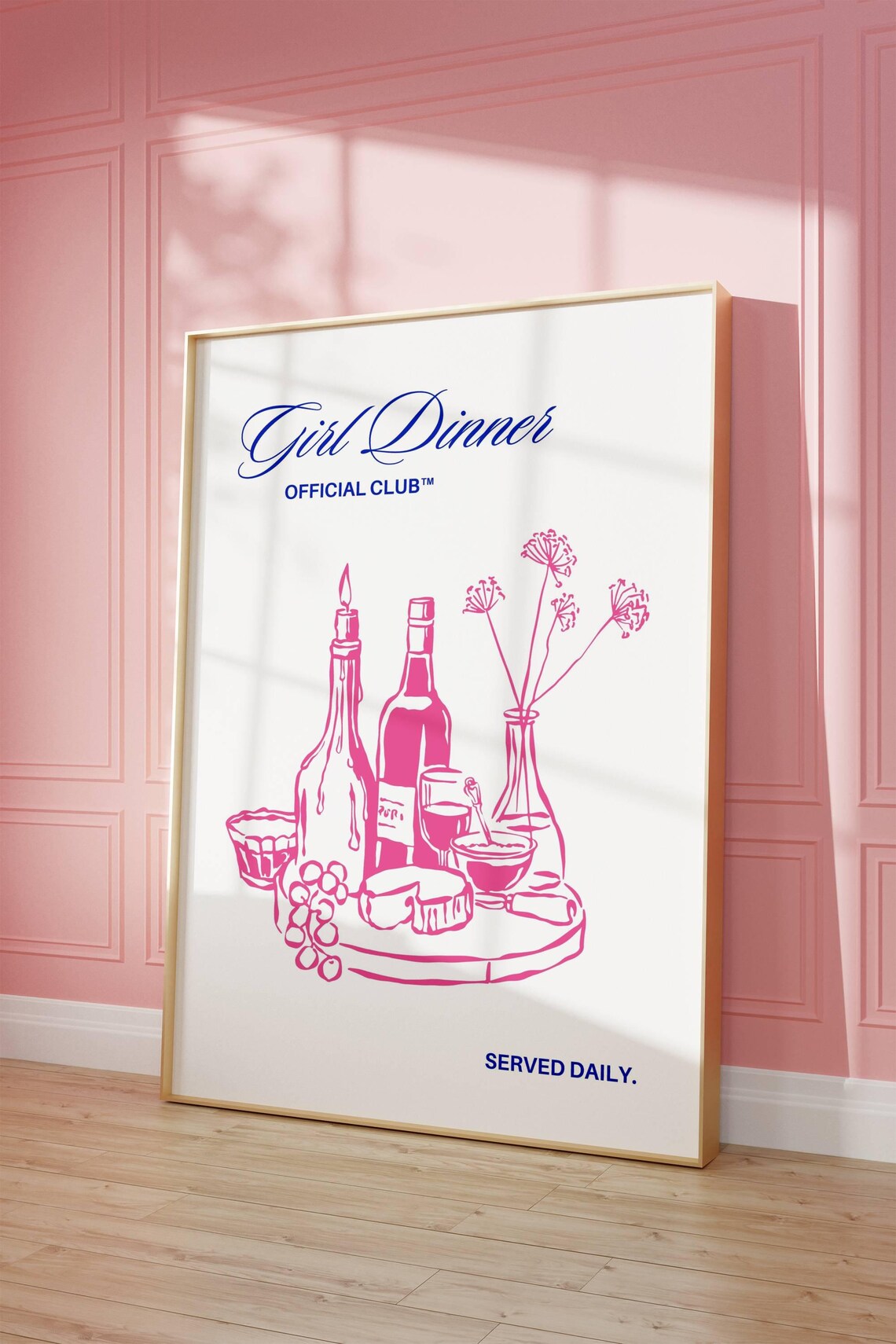 Girl Dinner Official Club Funny Served Daily Pink Wine Art Poster - Image 5