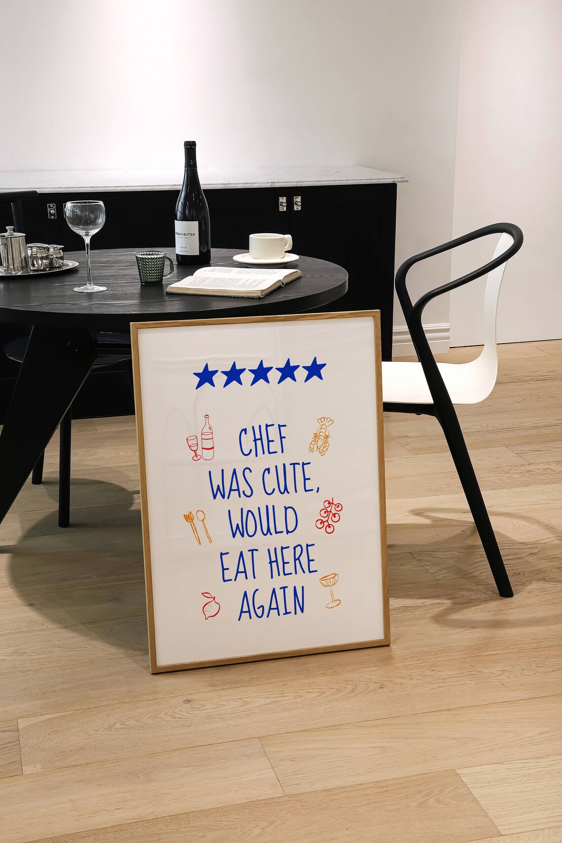 Chef Was Cute Retro Kitchen Poster Print - Image 2