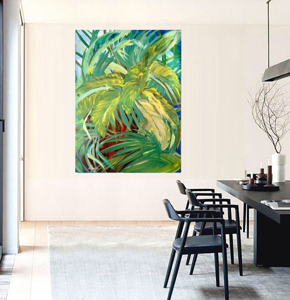 Coastal Art Tropical Garden Palm Tree Print On Foliage Florida Botanical Garden Giclee Print On Tropical Wall Art