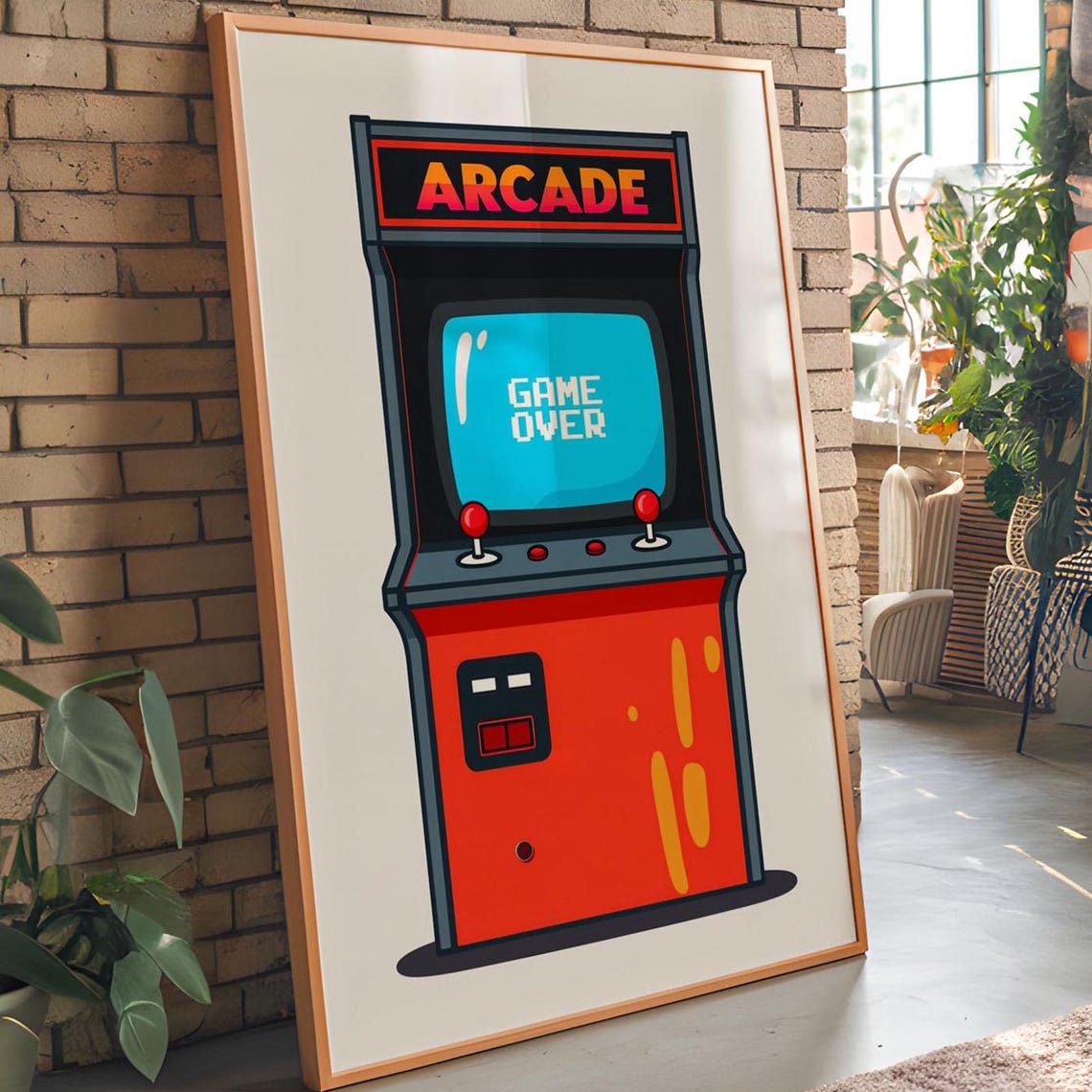 Retro Arcade Cabinet Game Over Screen Retro Gamer Room Poster