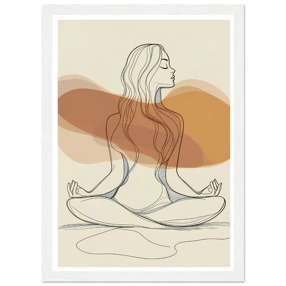 Yoga Meditation Line Art Woman Mindfulness Wellness Boho Style Art Print