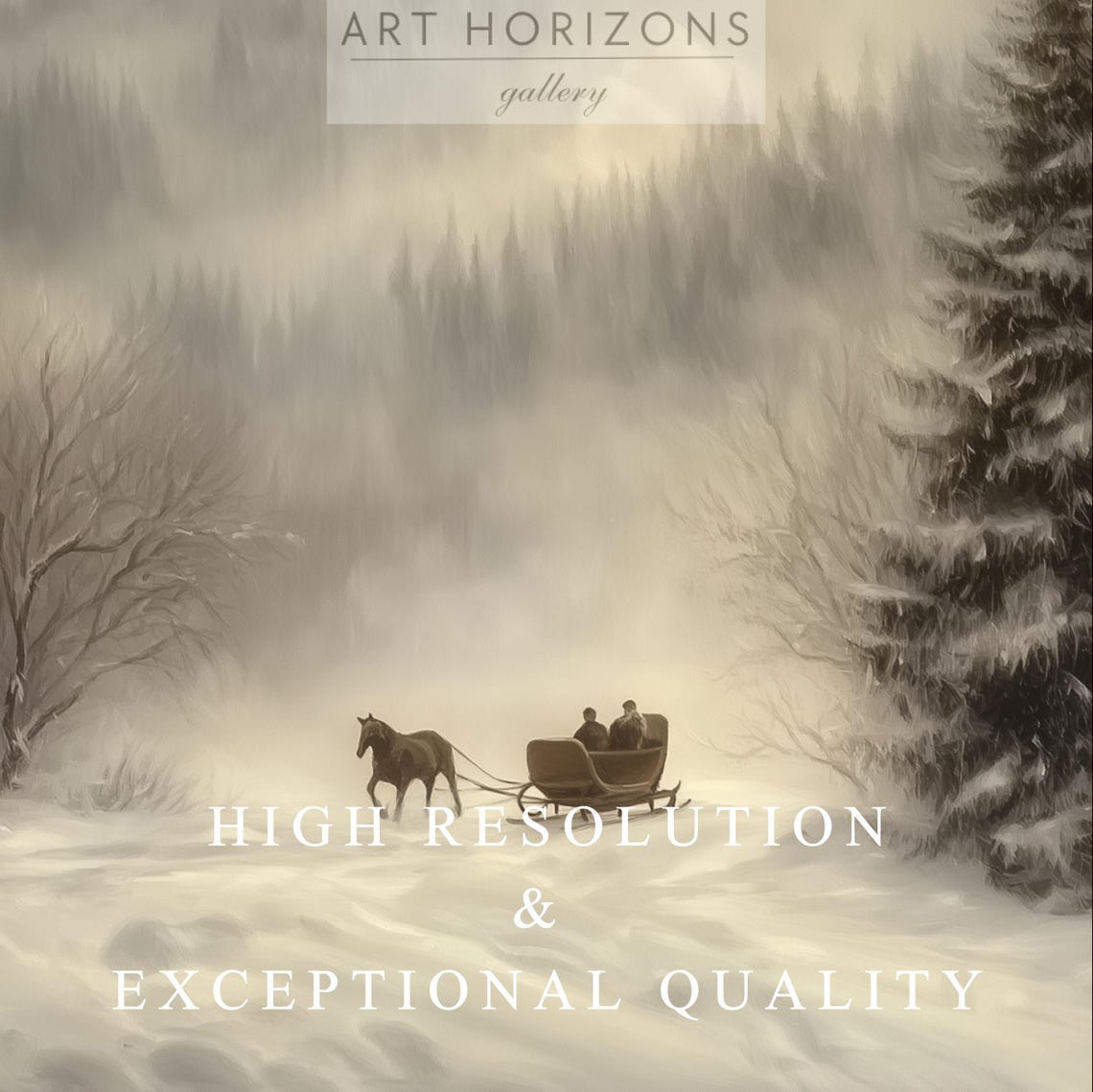 Country Winter Sleigh Ride Painting Wall Art Antique Oil Painting Art Vintage Holiday Farmhouse Print A209 - Image 3