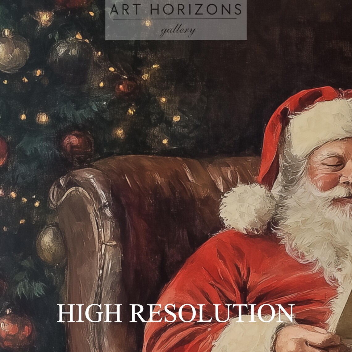 Santa Claus Reading Letters by Cozy Fireplace Christmas Art Print - Image 3
