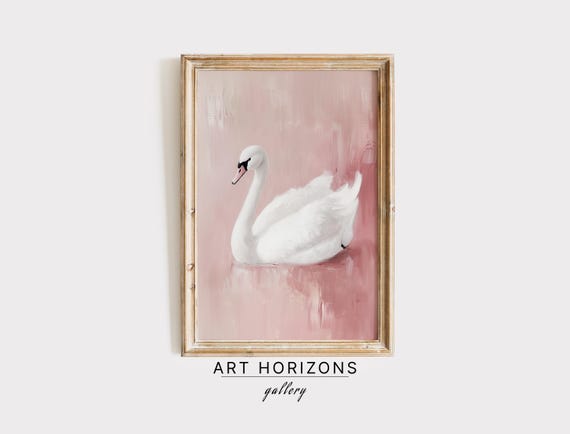 White Swan Vintage Love Art Print, Nursery Decor