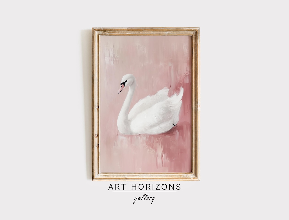 White Swan Vintage Love Art Print, Nursery Decor