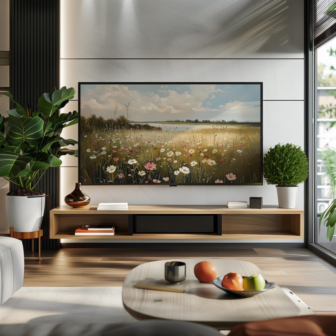 Meadow Wildflowers Oil Painting Tv Art Vintage Landscape Print For Frame Tv Farmhouse Tv Art Tv Artwork Tv65 - Image 2