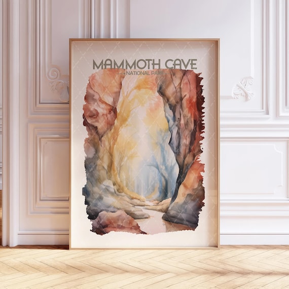 Mammoth Cave National Park Underground Cavern Watercolor Poster