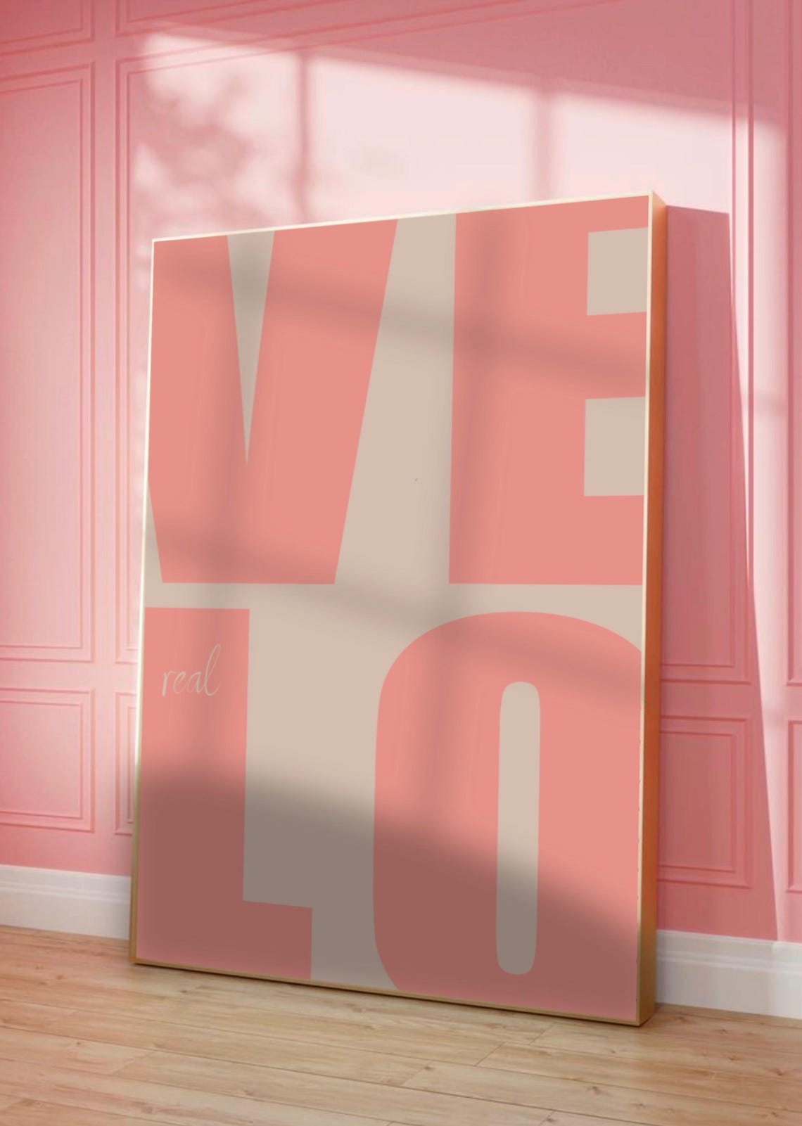Real Love Pink Retro Typography Poster Bold Letters Wall Decor