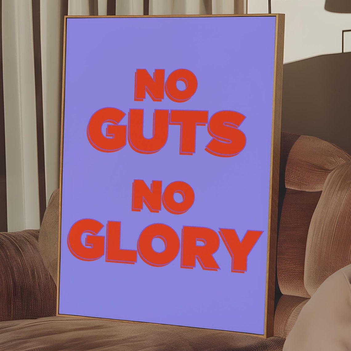 No Guts No Glory Print Motivational Office Poster Bold Typography Hype Gift