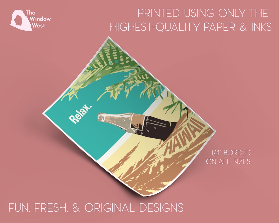 Relax Hawaii Beach Soda Bottle Retro Summer Pop Art Travel Poster - Image 2