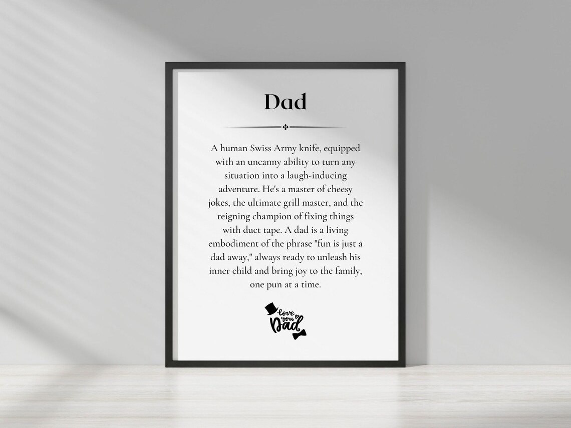 Dad Definition Father Print Daddy Gift Gift For Dad Fathers Day Gift Dad Print Poster Home Decor - Image 2