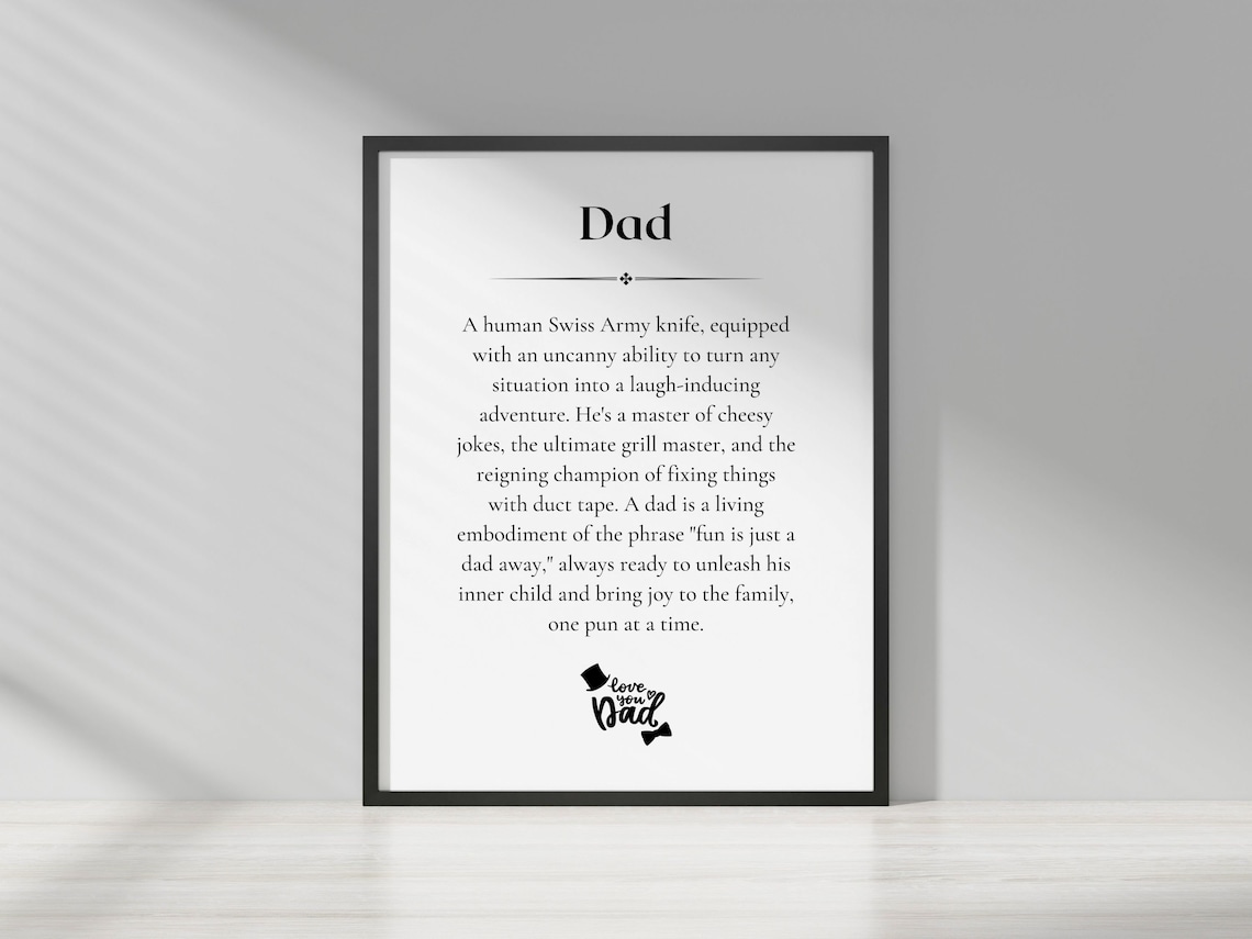 Funny Dad Definition Swiss Army Knife Jokes Typography Print - Image 2