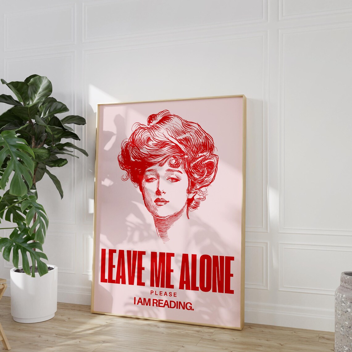Leave Me Alone I Am Reading Vintage Red Woman Portrait Book Wall Art - Image 3