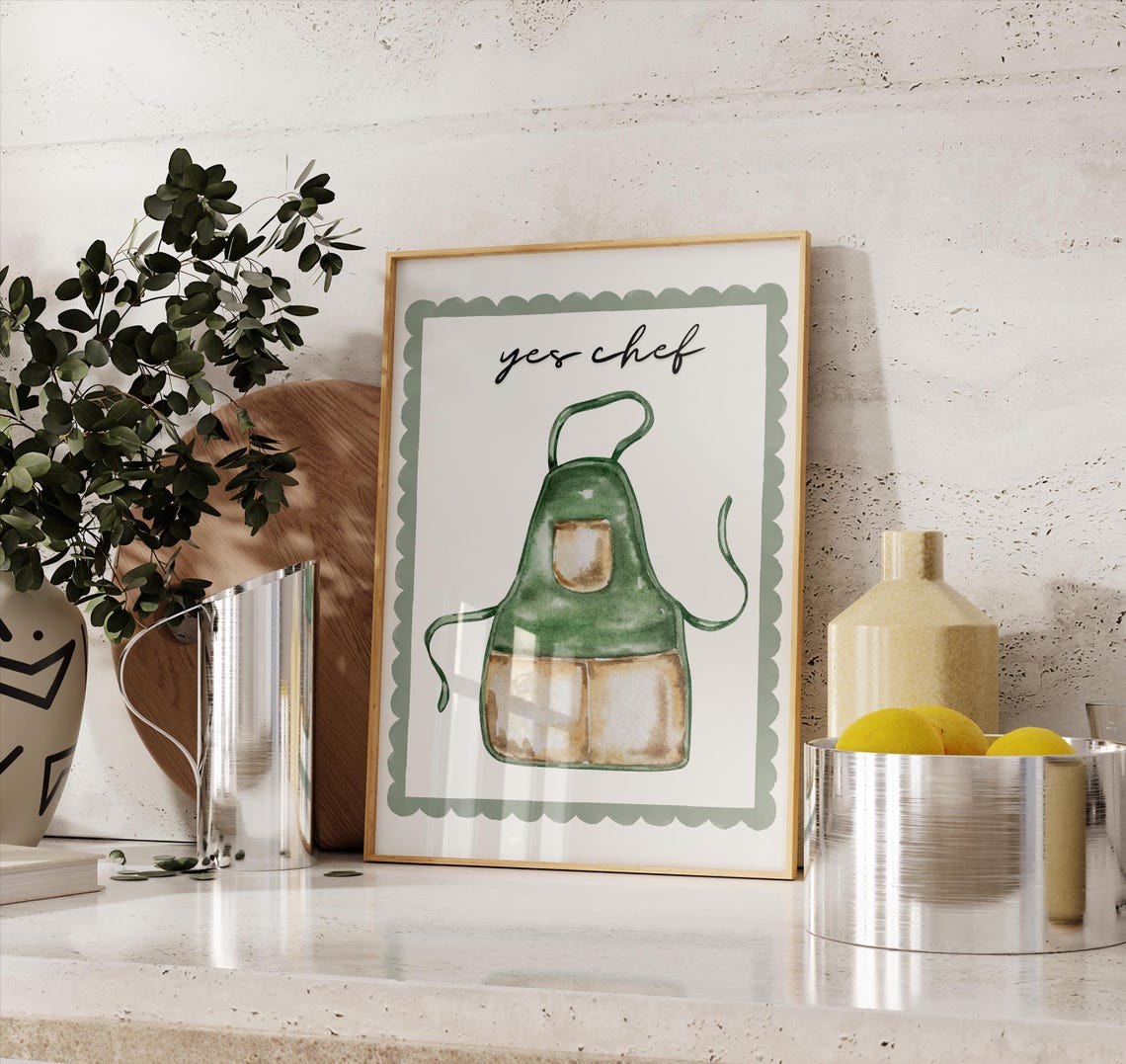 Yes Chef Watercolor Chef Wall Art Kitchen Wall Art Chef Art Print Cute Kitchen Print Watercolor Art - Image 3