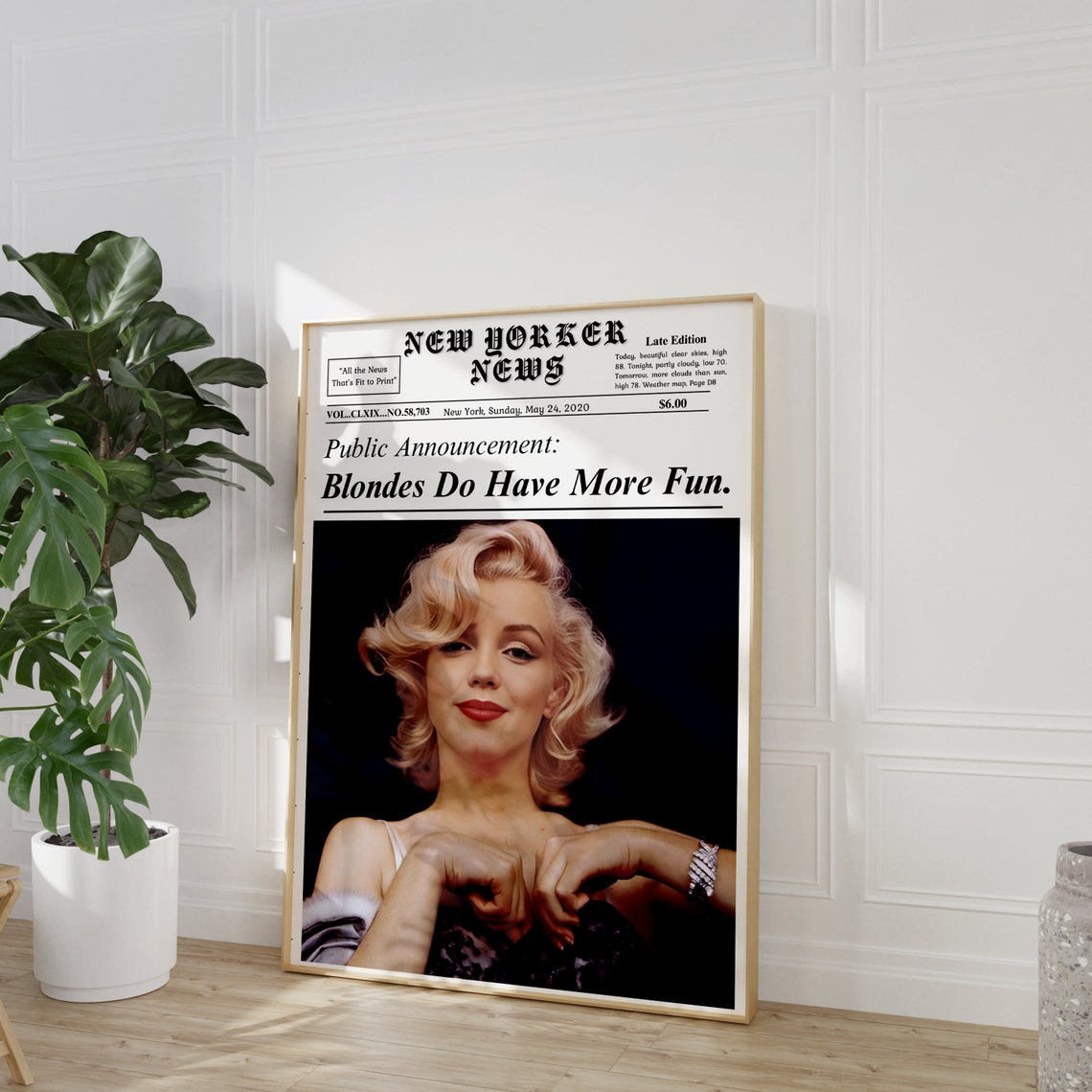 Marilyn Monroe Blondes Do Have More Fun Retro Newspaper Art Print - Image 2
