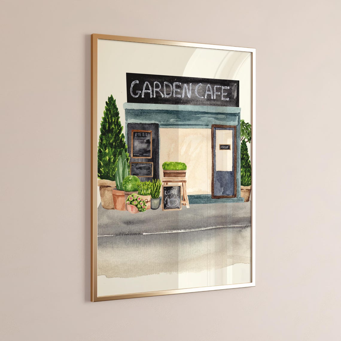 Garden Cafe Art Plant Watercolor Garden Wall Art Watercolor Painting Gardener Gifts Plant Art Print - Image 3