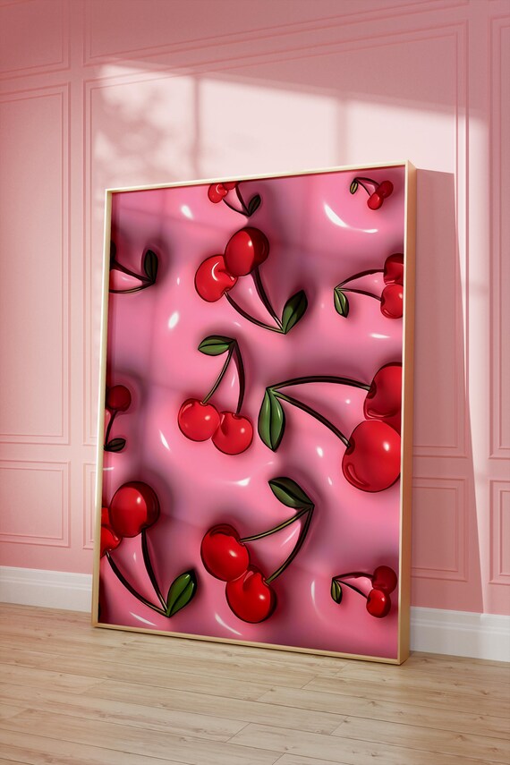 Cherry Wall Art Cherries Cherry Art Print Cherry Poster Cherry Print Girly Aesthetic Cherry Decor