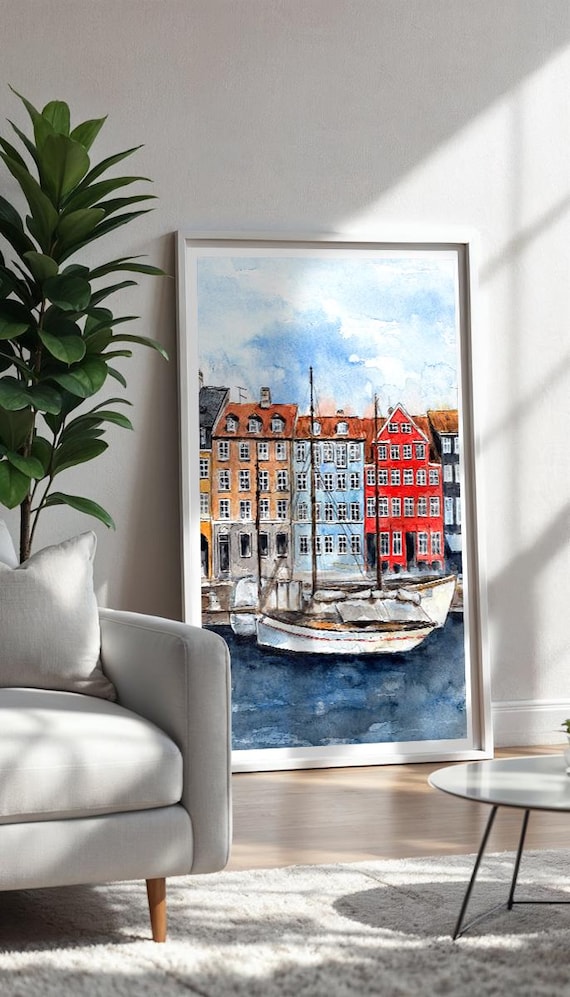 Copenhagen Nyhavn Print Scandinavian Travel Art European Cityscape