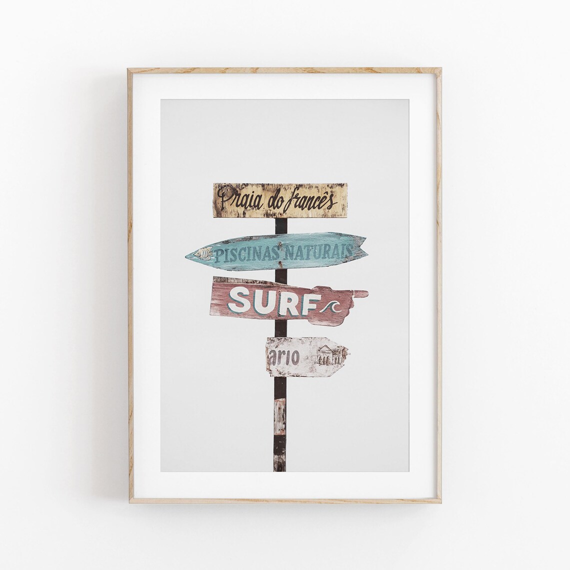Praia Do Frances Surf Signpost Vintage Beach Photo Art Poster