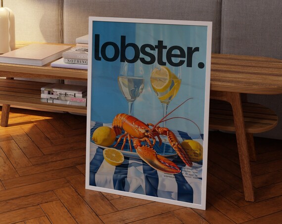 Lobster Poster Kitchen Poster Livingroom Wall Art Trendy Wall Art Maximalist Decor Dopamine Art Dorm Decor Preppy Wall Art