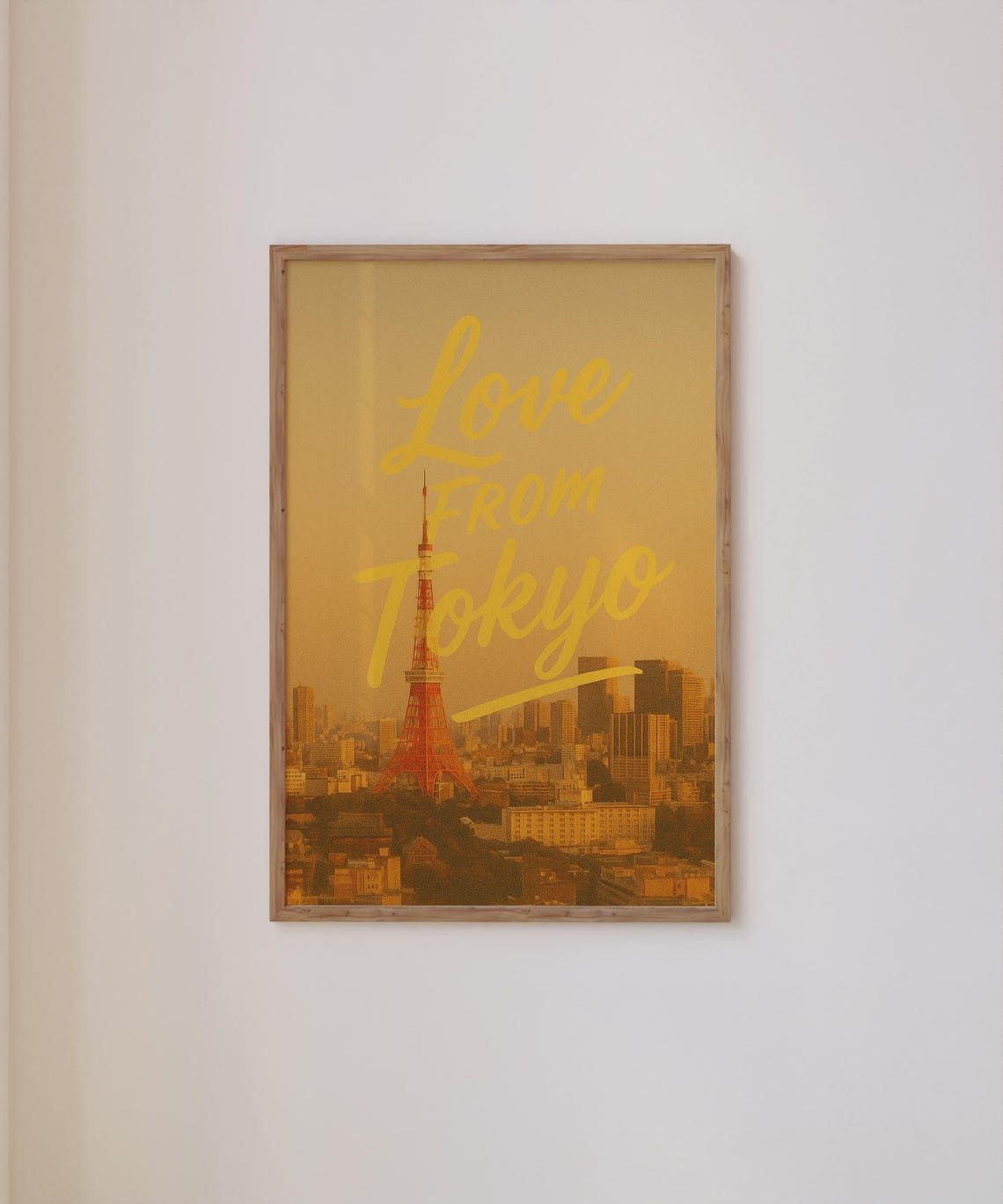 Love From Tokyo Sunset Skyline Tower Vintage Travel Art Poster