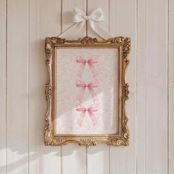 Pink Bow Coquette Aesthetic Nursery Wall Art