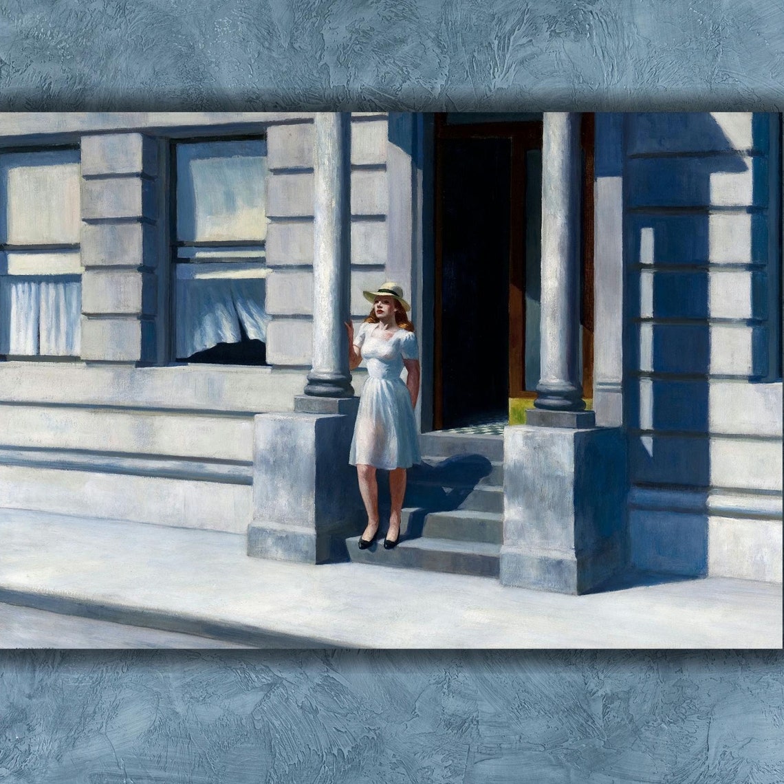 Edward Hopper Summertime Woman On Brownstone Steps Realism Poster