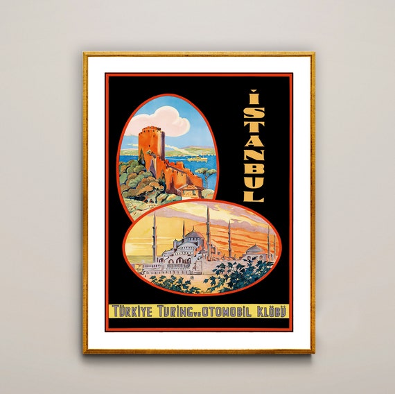 Istanbul Vintage Travel Poster, Wall Art Print