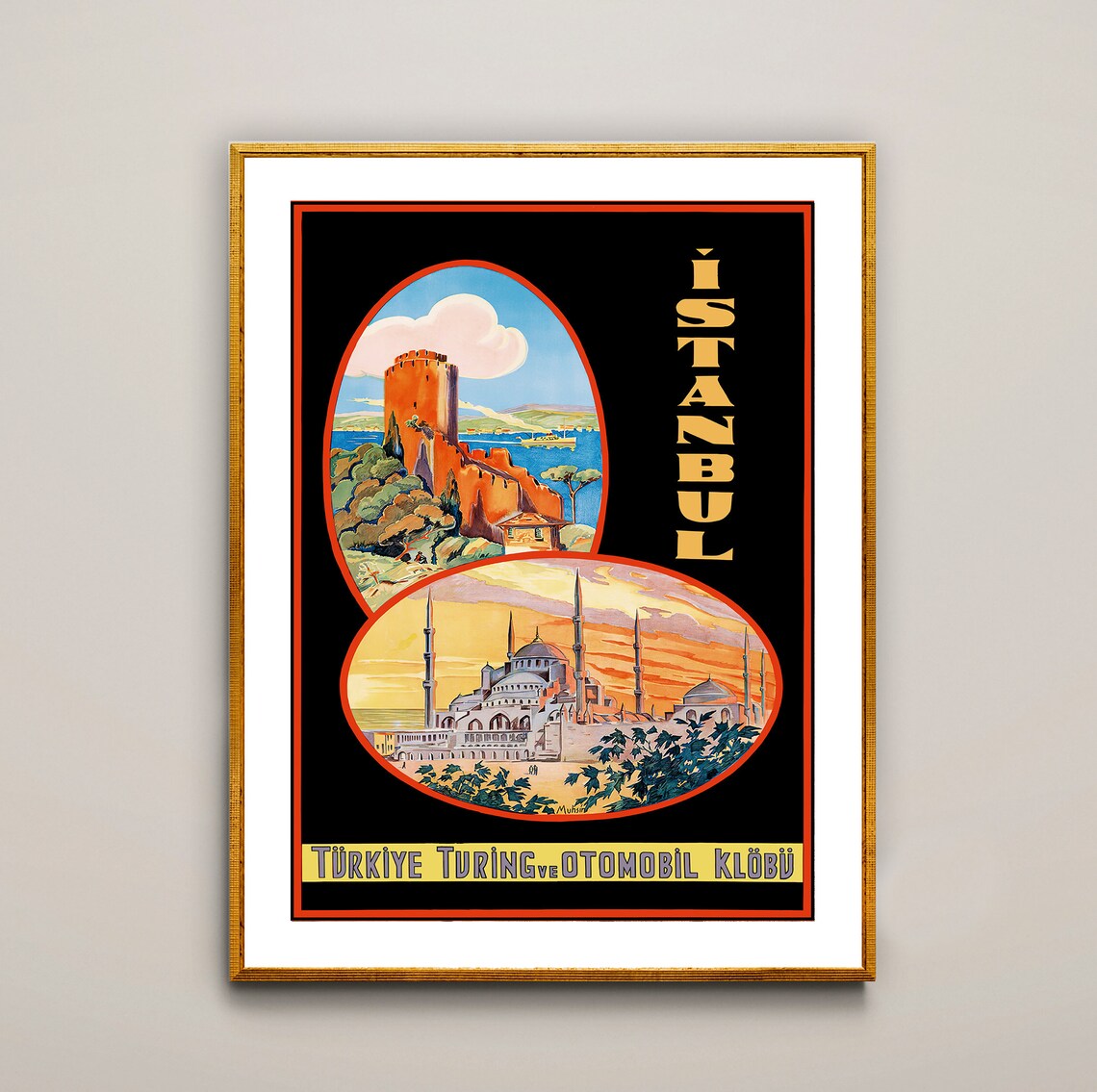 Istanbul Vintage Travel Poster, Wall Art Print