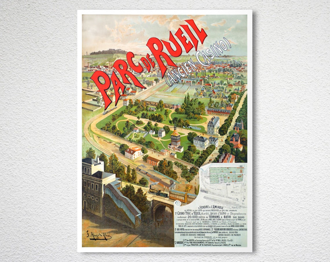 Parc de Rueil Ancien Casino Vintage French Real Estate Poster - Image 2