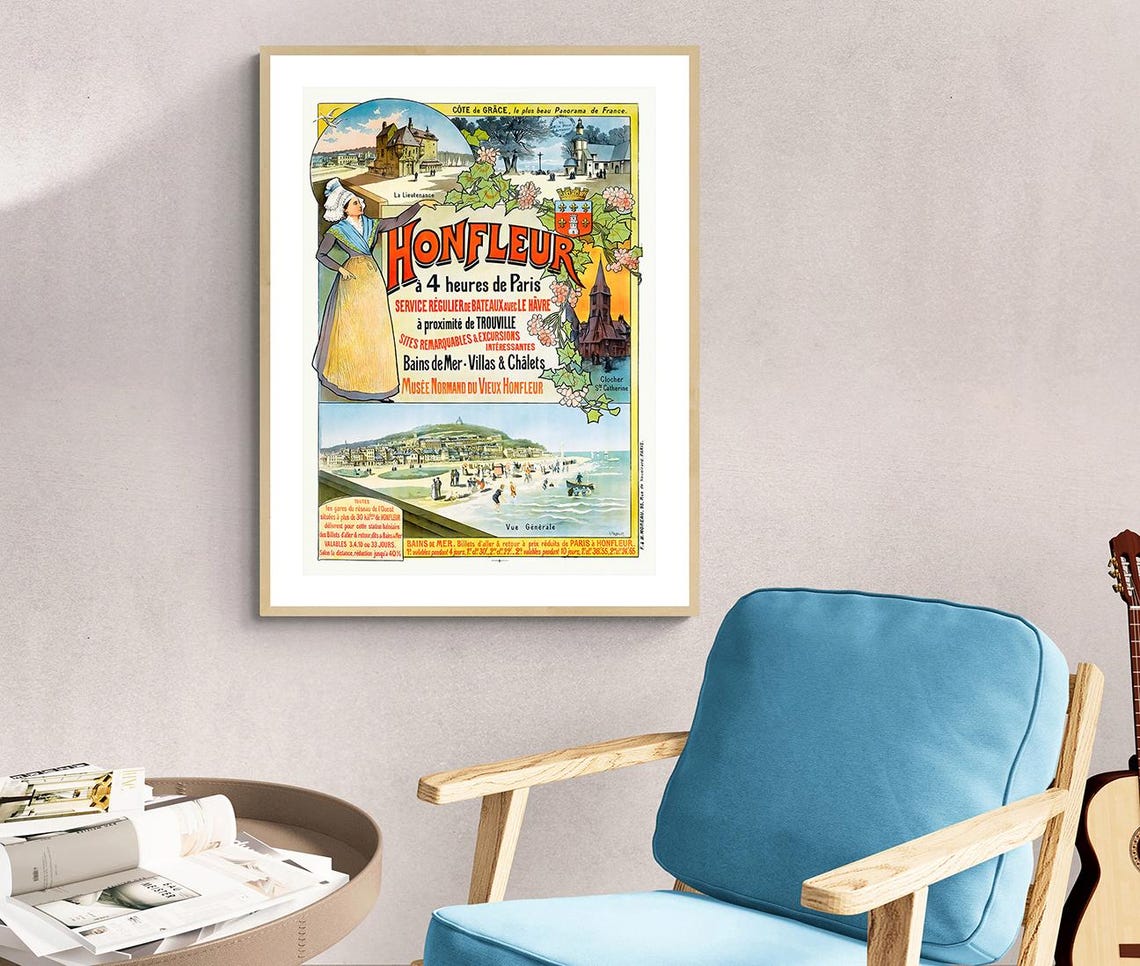 Honfleur Normandy Harbor Four Hours From Paris Vintage Travel Poster - Image 2