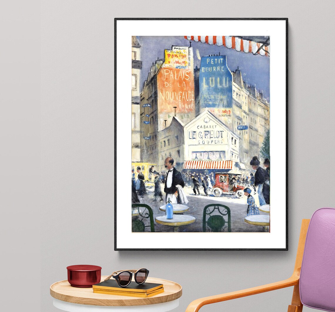 Famous Place Blanche Paris Cabaret Street Scene Vintage Art Poster - Image 2